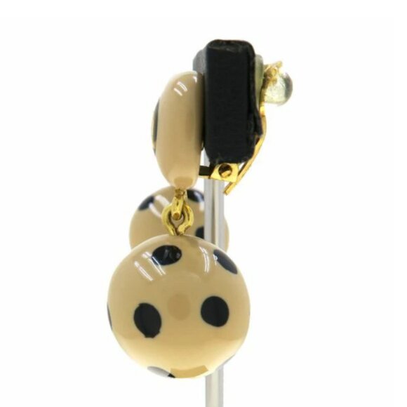 CHANEL CC Logos Black Dots Ball Cube Clip-On Earrings Gold Tone - Picture 9 of 9
